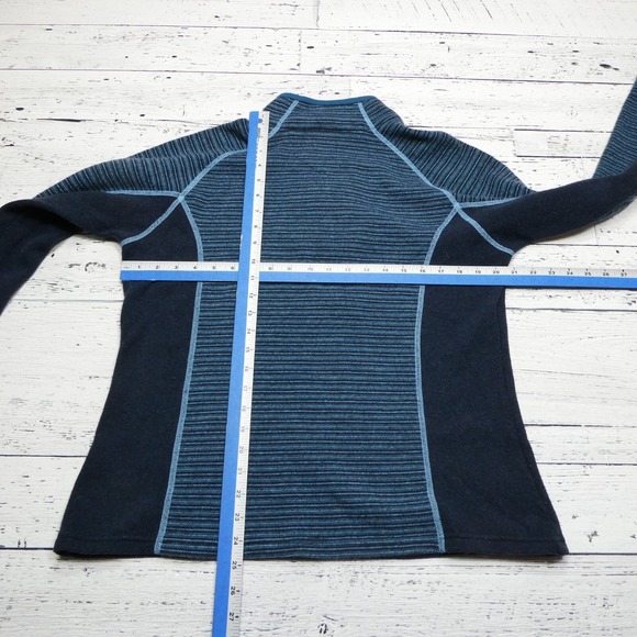 Kuhl Chianti Fleece Sweater Womens M/L Blue‎ 1/4 Zip Wool Blend Mock Neck - Picture 4 of 7